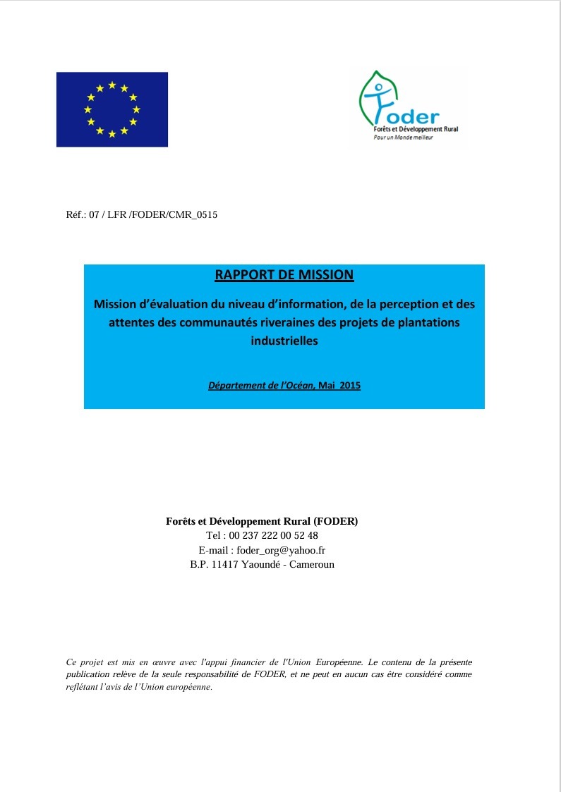 Lire la suite à propos de l’article Mission d’évaluation du niveau d’information, de la perception et des attentes des communautés riveraines des projets de plantations industrielles