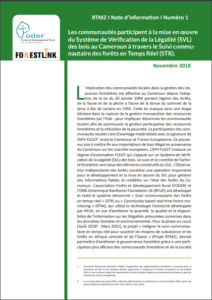 Lire la suite à propos de l’article Note d’information N°1: Les communautés participent à la mise en œuvre du Système de Vérification de la Légalité (SVL) des bois au Cameroun à travers le Suivi communautaire des forêts en Temps Réel (STR)