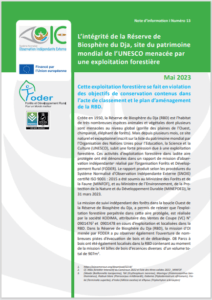 Lire la suite à propos de l’article Note d’information I Numéro 13: L’intégrité de la Réserve de Biosphère du Dja, site du patrimoine mondial de l’UNESCO menacée par une exploitation forestière