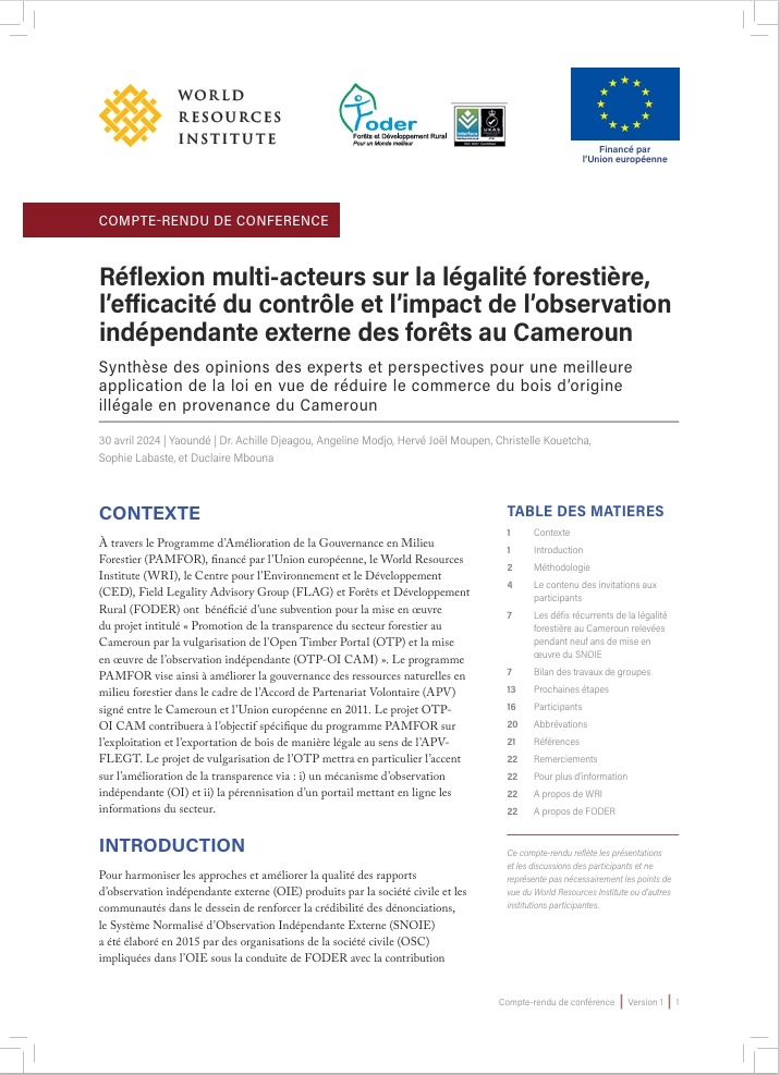 Lire la suite à propos de l’article Réflexion multi-acteurs sur la légalité forestière,l’efficacité du contrôle et l’impact de l’observationindépendante externe des forêts au Cameroun